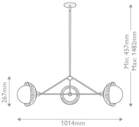 Alora Mood ALM-PERTH3-GD - Luster na tyči PERTH 3xE14/40W/230V zlatý