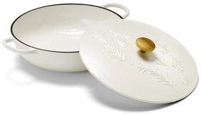 Servírovacia panvica z liatiny, biela