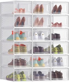 Organizér na topánky MARI, 18 boxov, priesvitná/biela SongmicsHome