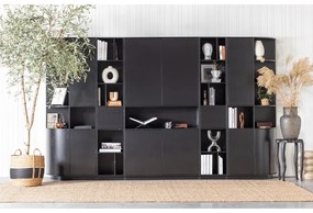 Čierna modulárna knižnica z borovicového dreva 40x210 cm Finca – WOOOD