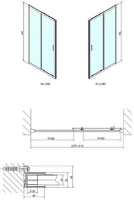 Polysan Polysan, EASY LINE sprchové dvere 1100mm, sklo BRICK, EL1138