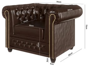 Tmavohnedé kreslo z imitácie kože York - Ropez