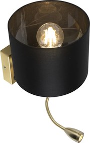 Chytrá nástenná lampa zlatá s USB a čiernym tienidlom vrátane Wifi A60 - Brescia