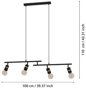Eglo 900177 - Luster na lanku LURONE 4xE27/10W/230V