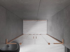 Mexen Velar L Duo, posuvné sprchové dvere do otvoru 150 cm, 8mm číre sklo, medená matná, 871-150-003-02-65