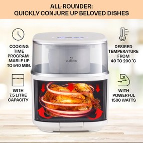 Klarstein Air Bloom, teplovzdušná fritéza, 1500 W, 7,5 l, 16 programov, s funkciou naparovania