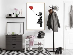 Artgeist Plagát - Banksy: Girl with Balloon [Poster] Veľkosť: 40x60, Verzia: Zlatý rám