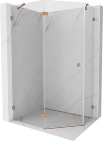 Mexen Lunar, Päťuholníkový sprchový kút Mexen Lunar naklápací doľava 100 x 80 cm, 8mm číre sklo, profil medená matná, 831-100L-080P-65-00-L
