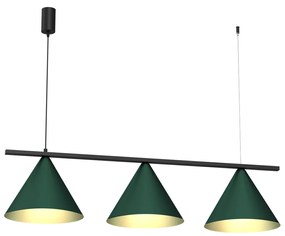 Závesné svietidlo Capital, 3x zelené kovové tienidlo, (fi 30cm), gr