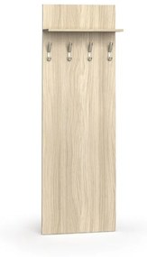 Vešiaková stena PRIMO WOOD, 4 háčiky, polica, dub prírodný