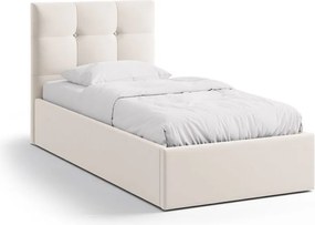 Krémovobiela čalúnená jednolôžková posteľ s úložným priestorom s roštom 90x200 cm Phaedra – Micadoni
