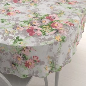 Biante Bavlnený oválny obrus Sandra SA-704 Maľované ružovo-červené kvety na sivom 50x100 cm