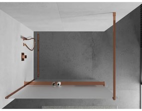 Mexen Kioto, sprchová zástena s poličkou a držiakom na uteráky 70 x 200 cm, 8mm sklo námraza, profil ružové zlato, 800-070-121-60-30