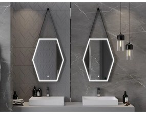 Mexen Orla, LED kúpeľňové zrkadlo s podsvietením a čiernym rámom 60x80 cm, 6000K, ochrana proti zahmlievaniu, 9815-060-080-611-70