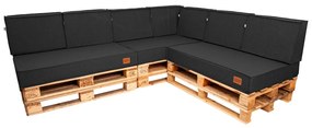 Golden Garden Paletové sedenie GG01 - Podsedáky a Vankúše 3ks × 120/80/15 + 3ks x 120cm/40cm 20/10cm + 1ks 60/40/ x 20/10 - čier
