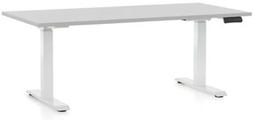 Výškovo nastaviteľný stôl OfficeTech C, 160 x 80 cm, biela podnož, svetlo sivá
