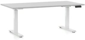 Výškovo nastaviteľný stôl OfficeTech C, 160 x 80 cm, biela podnož, svetlo sivá