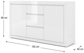 Komoda Belic 3 (biela lesklá). Akcia -20%. Vlastná spoľahlivá doprava až k Vám domov. 1124881
