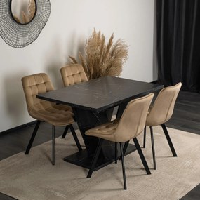 JAKS Jedálenský stôl Clark 120 cm čierny mramor glamour