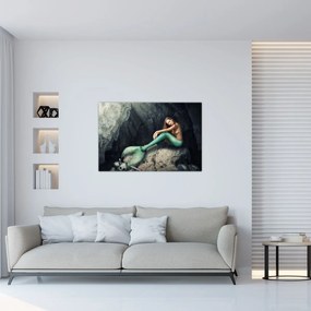 Obraz - Morská panna na skale (90x60 cm)