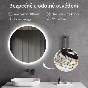 Cerano Lavoro, LED kúpeľňové zrkadlo Lavoro Ø80 cm, CER-CER-476699