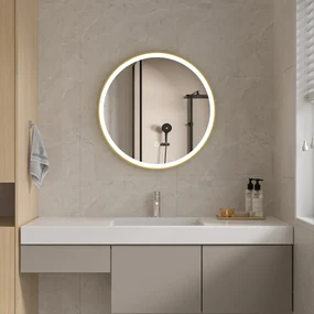 Erga Olivia, okrúhle LED zrkadlo 60cm, zlatý kovový rám, 1380 lm, 6500K, predné osvetlenie, ERG-V01-202-6060-GD