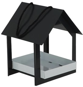 Závesné kŕmidlo pre vtáky Easy, 23x19x19 cm, kov, čierna