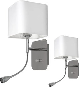 Nástenné svietidlo Napoli, 1x biele textilné tienidlo + 1xLED 1w, ch