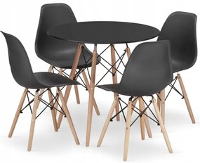 Jedálenský stôl TODI čierny 80 cm so štyrmi stoličkami OSAKA čierne / hnedé