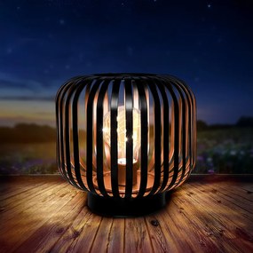 SOLIGHT Kovový oválny lampáš so žiarovkou micro LED, teplá biela, medená, 3xAA, 18cm