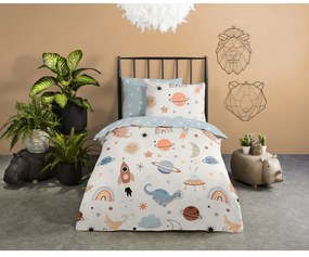 Modré/béžové bavlnené detské obliečky do postieľky 100x135 cm Eclips – Good Morning