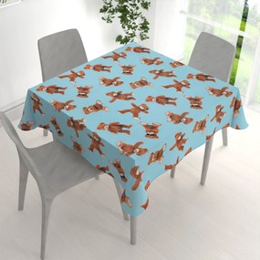 Biante Detský bavlnený štvorcový obrus Sandra SA-724 Plyšové medvedíky na modrom 150x150 cm