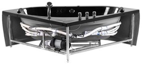 Vírivá rohová vaňa s LED osvetlením 140 x 140 cm čierna MEVES Beliani