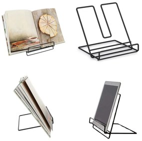 Zeller Present Kuchynský držiak na tablet a kuchárky, čierny kov NEMO