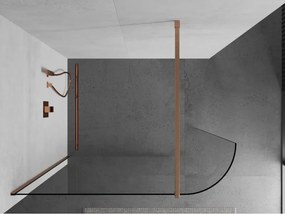 Mexen Kioto, sprchová zástena Walk-In 140 x 200 cm, 8mm číre sklo, medený matný profil, 800-140-101-65-06