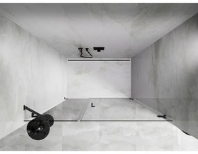 Mexen Lunar-B, výklopné sprchové dvere pravé 150 cm, 8mm číre sklo, brúsený grafit profil, 832S-150-050-66-00-P