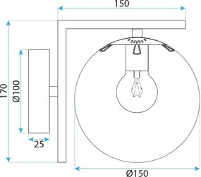 Toolight Toolight, nástenné svietidlo 1xE27, G102-1W, zlatá lesklá, OSW-09727