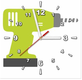 Gario Obraz s hodinami Zelená vŕtačka Rozmery: 40 x 40 cm