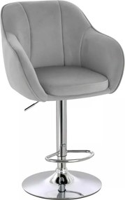 LuxuryForm DESIGN Barová stolička AVOLA VELUR na striebornom tanieri - svetlo šedá