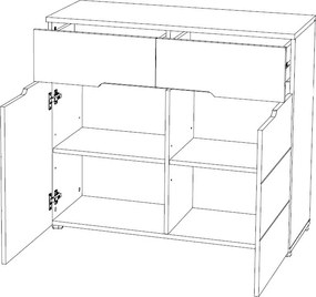 Komoda so zásuvkami Cano, 100 cm, šedá/dub artisan