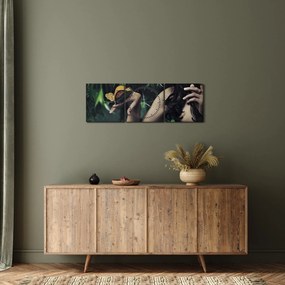 Obraz pôvabnej ženy s motýľom (s hodinami) (90x30 cm)