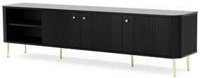 TV stolík Vesper 3D 187 cm - čierny / zlaté nohy