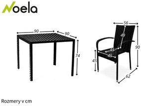 Noela Záhradný jedálenský set Viking M + 4x ratanová stolička Paris