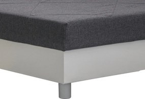 Posteľ Edith 140x200 cm, biela ekokoža/tmavo šedá látka