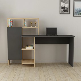 Sconto Písací stôl s regálom BUGRA dub/antracitová