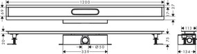 Hansgrohe uBox universal, úplná sada pre štandardnú inštaláciu - 1200 pre vrchné sady sprchových žľabov, HAN-56027180