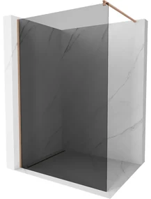 Mexen Kioto, sprchová zástena Walk-In 140 x 200 cm, 8mm šedé sklo, medený matný profil, 800-140-101-65-40