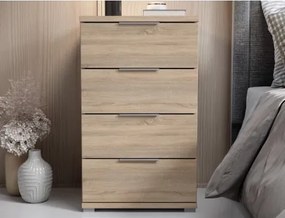 Nočný stolík/skrinka so 4 zásuvkami Smilla, výška 79 cm, dub sonoma%