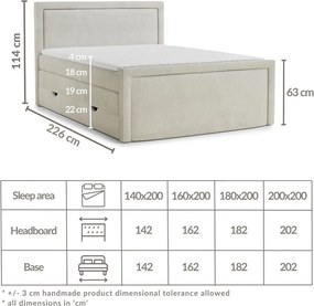 Béžová boxspring posteľ s úložným priestorom 180x200 cm Fresco – Maison de Rêve