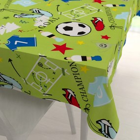 Biante Detský bavlnený obdĺžnikový obrus Sandra SA-645 Futbal to je hra - na zelenom 140x200 cm